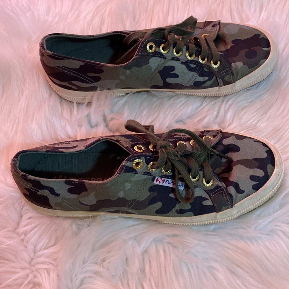 Superga Camouflage Sneakers with Green Laces size 7 - Picture 2 of 8